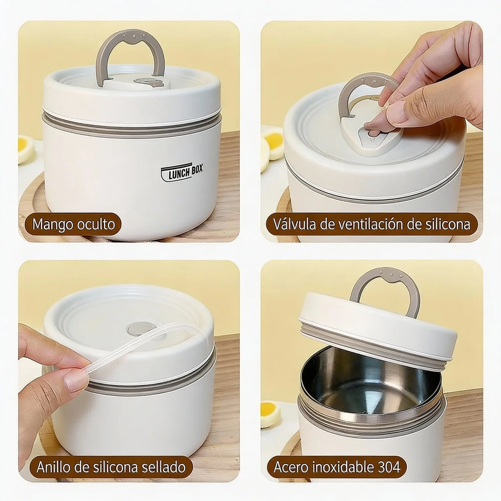 Lonchera con 4 Recipientes Térmicos - Tu Comida Caliente y Sin Derrames