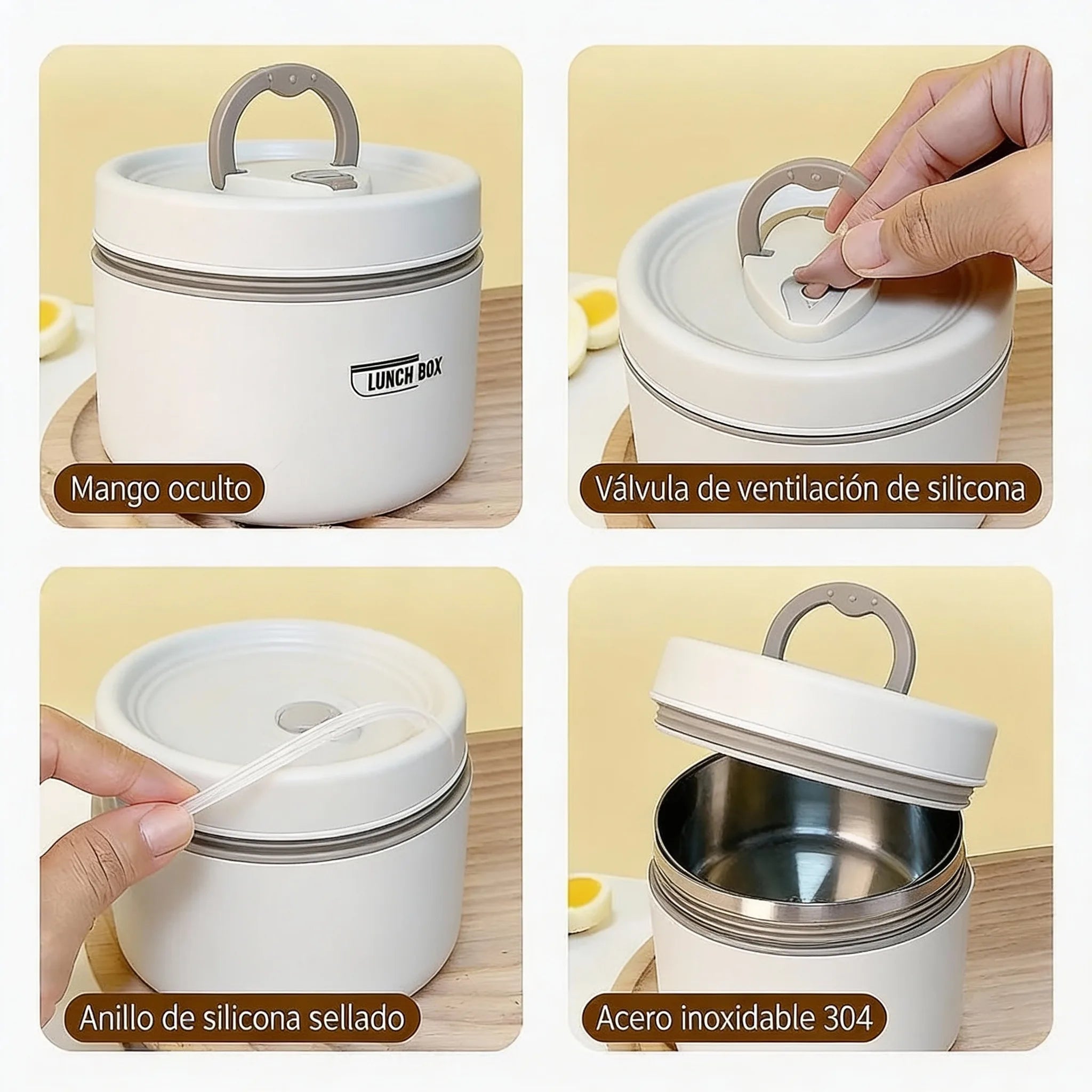 Lonchera con 4 Recipientes Térmicos - Tu Comida Caliente y Sin Derrames